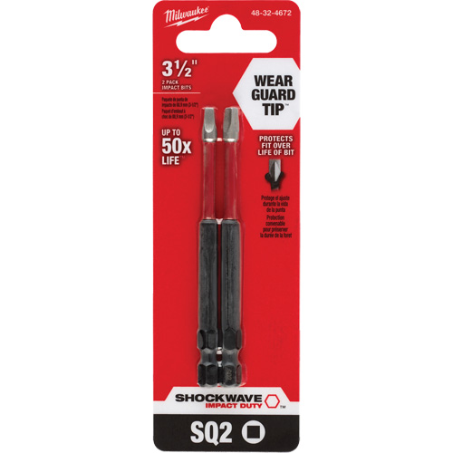 Embout de tournevis Shockwave Impact Duty, Carr&eacute;e, Embout #2, Prise 1/4", Longueur 3-1/2" Rideout Tool & Machine Inc.