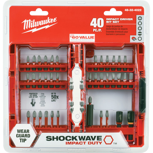 Jeu de 40 embouts de visseuse &agrave; percussion Shockwave Impact-Duty Rideout Tool & Machine Inc.