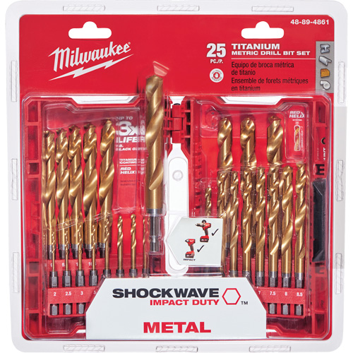 Shockwave Red Helix Metric Drill Bit Set, 25 Pieces, Titanium Rideout Tool & Machine Inc.
