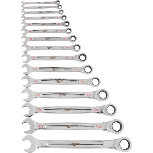 Ratcheting Wrench Set, Combination, 15 Pieces, Imperial Rideout Tool & Machine Inc.