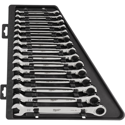 Jeu de cl&eacute;s &agrave; cliquet, Combinaison, 15 morceaux, M&eacute;trique Rideout Tool & Machine Inc.