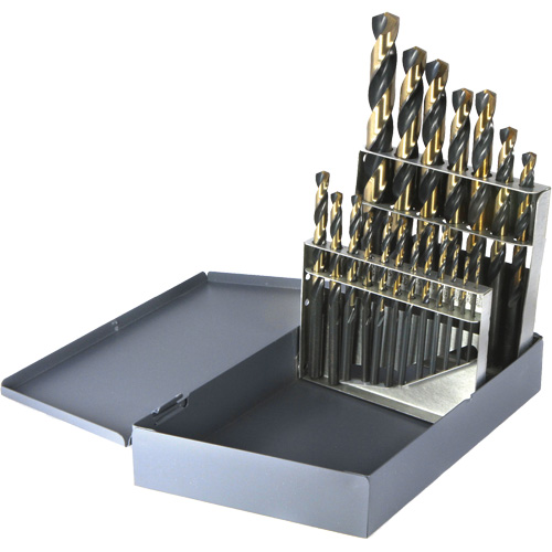 Jeu de forets m&eacute;triques courts Drillco, 19 morceaux, Acier rapide Rideout Tool & Machine Inc.