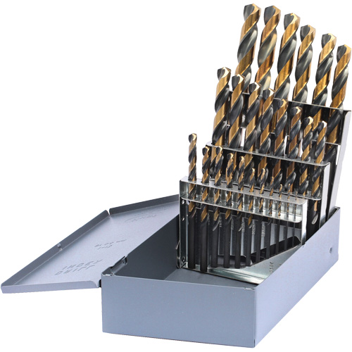 Jeu de forets m&eacute;triques courts Drillco, 25 morceaux, Acier rapide Rideout Tool & Machine Inc.