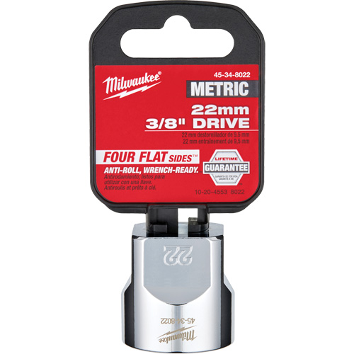 Metric Socket with Four Flat Sides, 22 mm, 3/8" Drive, 6 Points Rideout Tool & Machine Inc.