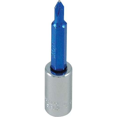 Douille tournevis &agrave; embout bleu, Phillips, #1, Prise 1/4" Rideout Tool & Machine Inc.