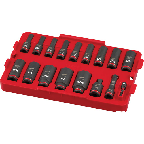 Jeu de douilles profondes 3/8" Shockwave Impact Duty Packout, 17 Mcx, Chocs, Prise de 3/8", Profond Rideout Tool & Machine Inc.
