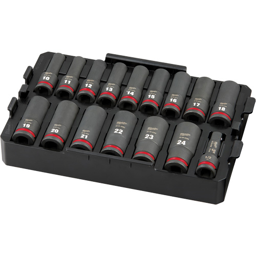 Jeu de douilles profondes 3/8" Shockwave Impact Duty Packout, 16 Mcx, Chocs, Prise de 1/2", Profond Rideout Tool & Machine Inc.
