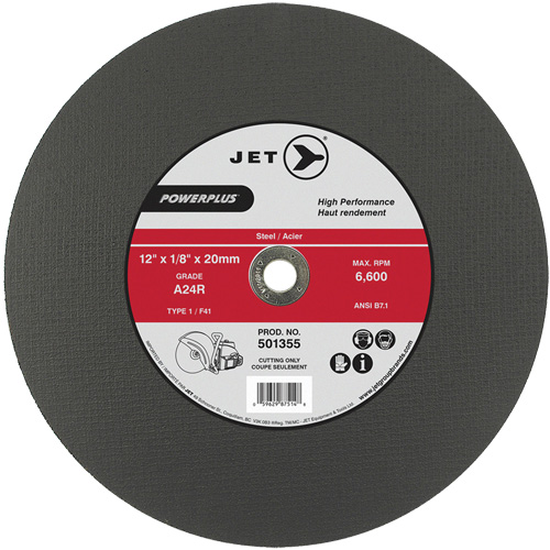 A24R PowerPlus Cut-Off Wheel, 12" x 1/8", 20 mm Arbor, Type 1, 6600 RPM Rideout Tool & Machine Inc.