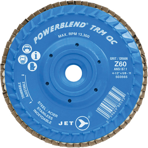 Disque &agrave; feuillets PowerBlend TRM QC ajustable, 4-1/2" x 5/8"-11, Type 27, Grain Z60, Alumine de zirconium Rideout Tool & Machine Inc.