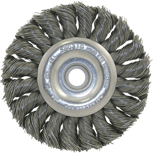 3K114 Unthreaded Knot Twisted Wire Wheel, 3-1/4" Dia., 0.014" Fill, 3/8"-1/2 Arbor Rideout Tool & Machine Inc.