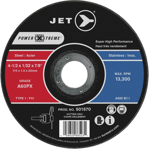 Power Xtreme Cut-Off Wheels, 6" x 1/16", 7/8" Arbor, Type 1, 10200 RPM Rideout Tool & Machine Inc.