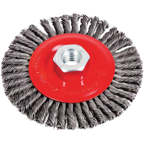 Brosse &agrave; cordon de soudure pour meuleuse angulaire, Dia. 4-1/2", Fils 0,02", Arbre 5/8"-11, Acier Rideout Tool & Machine Inc.