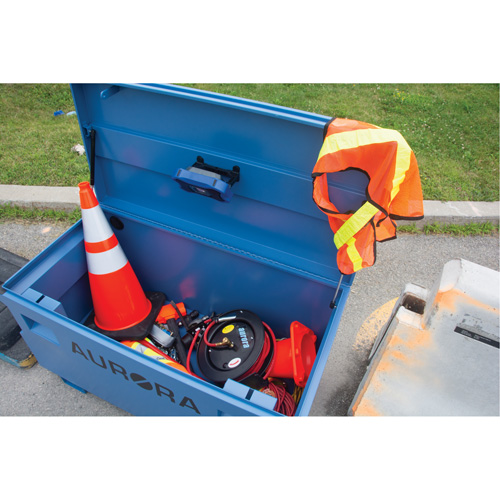 Coffre &agrave; outils de chantier, 60" x 24" x 27-1/2", Acier, Bleu Rideout Tool & Machine Inc.