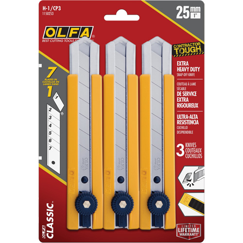 H-1 Classic Extra Heavy-Duty Utility Knife with Rubber Grip Inset, 25 mm Rideout Tool & Machine Inc.