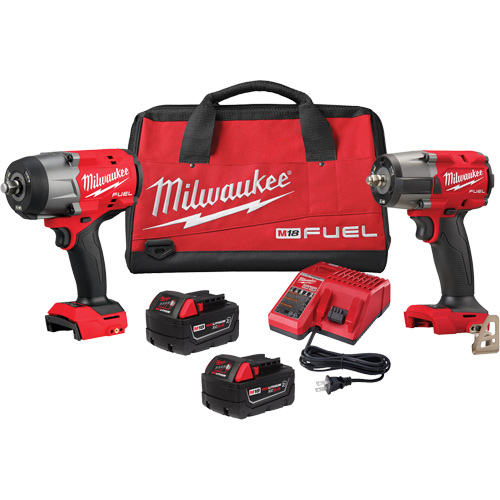 Ensemble de cl&eacute;s &agrave; chocs &agrave; couple &eacute;lev&eacute; de 1/2" et moyen de 3/8" M18 FUEL pour automobile, Lithium-ion, 18 V Rideout Tool & Machine Inc.