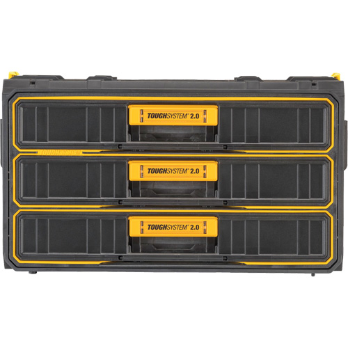 ToughSystem&reg; 2.0 Three-Drawer Unit, 21-4/5" x 12-3/10" x 12-3/5", Black/Yellow Rideout Tool & Machine Inc.