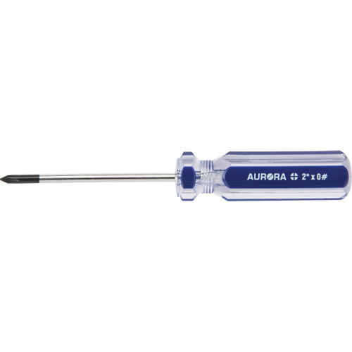 Blue Transparent Striped Philips Screwdriver, #0, Plastic Handle Rideout Tool & Machine Inc.