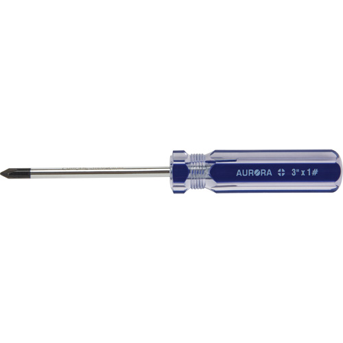 Tournevis Philips bleu transparent avec bandes, #1, Prise Plastique Rideout Tool & Machine Inc.