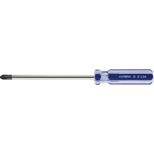 Blue Transparent Striped Philips Screwdriver, #3, Plastic Handle Rideout Tool & Machine Inc.