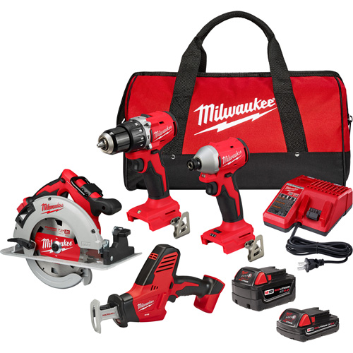 4-Tool Combo Kit, Lithium-Ion, 18 V Rideout Tool & Machine Inc.