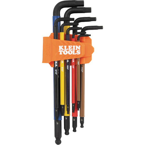 Jeu de cl&eacute; hex de style L extra longues et chromocod&eacute;es avec support, 9 mcx, Imp&eacute;rial Rideout Tool & Machine Inc.