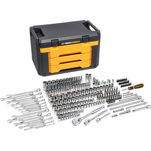 Jeu d'outils pour m&eacute;canicien &agrave; 6 pans dans boîte de rangement &agrave; trois tiroirs Rideout Tool & Machine Inc.