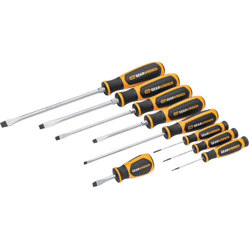 Slotted Dual Material Screwdriver Set in Foam Storage Tray, 9 Pcs. Rideout Tool & Machine Inc.