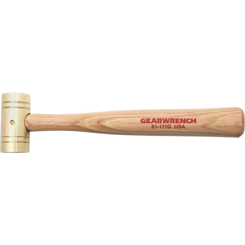 Brass Hammer with Hickory Handle, 1 lbs Head Weight, 11" L Rideout Tool & Machine Inc.