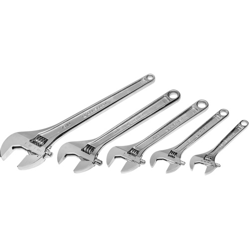 Chrome Wrench Set, Adjustable, 5 Pieces, Imperial and Metric Rideout Tool & Machine Inc.