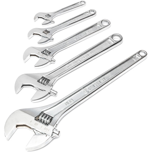 Chrome Wrench Set, Adjustable, 5 Pieces, Imperial and Metric Rideout Tool & Machine Inc.
