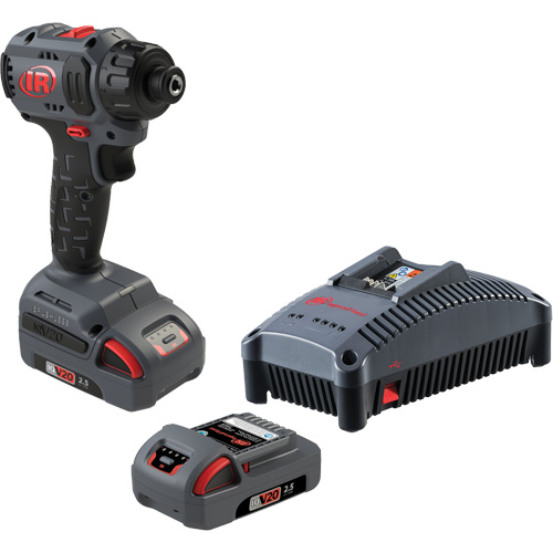 Cordless Compact Screwdriver Kit, 1/4", 37 ft-lbs Max. Torque, 20 V, Lithium-Ion Rideout Tool & Machine Inc.
