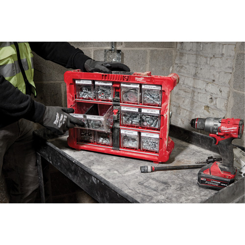 Organisateur PACKOUT &agrave; bac inclinable, 15-1/5" x 19-7/10" x 6-7/10", Noir/Rouge Rideout Tool & Machine Inc.