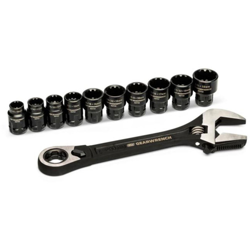 Ensemble de cl&eacute;s ajustable Pass-Thru 11 morceaux, 8" lo, la max. 1-1/8", Chrome/Poli Rideout Tool & Machine Inc.