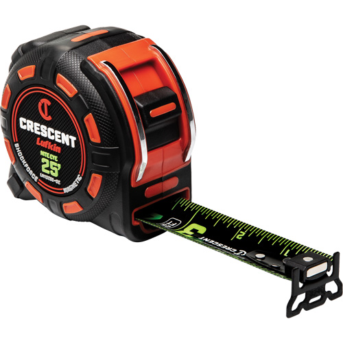 Shockforce NITE EYE Magnetic Tape Measure, 1-1/4" x 25', SAE Graduations Rideout Tool & Machine Inc.