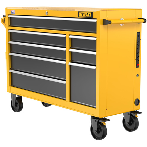 Postes de travail industriel mobile, 8 tiroirs, 52" la x Jaune Rideout Tool & Machine Inc.