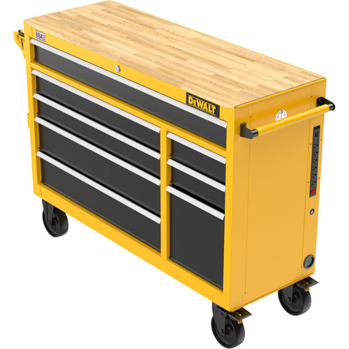 Postes de travail industriel mobile, 8 tiroirs, 52" la x Jaune Rideout Tool & Machine Inc.