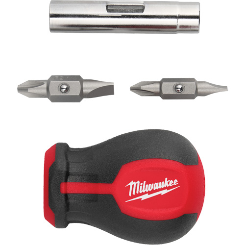 6-in-1 Stubby Multi-Bit Screwdriver, 3" L, Cushion Grip Handle Rideout Tool & Machine Inc.