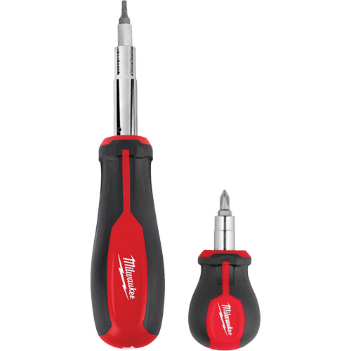 Jeu de tournevis &agrave; embouts interchangeables 11-en-1 et tournevis court &agrave; embouts interchangeables 6-en-1, 3"/9-4/5" lo, Prise Coussin&eacute;e Rideout Tool & Machine Inc.