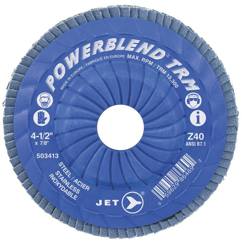 Disque &agrave; lamelles ajustables POWERBLEND TRM, 4-1/2" x 7/8", Type 29, Grain Z120, Alumine de zirconium Rideout Tool & Machine Inc.