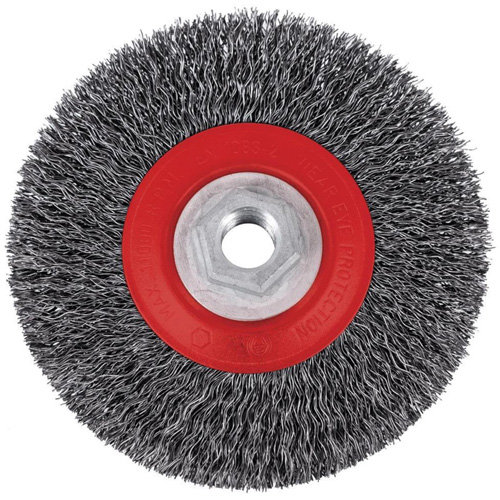 Brosse m&eacute;tallique &agrave; fils torsad&eacute;s &agrave; haut rendement 5C14T, 5" dia., Fils 0,014", Arbre 5/8"-11NC Rideout Tool & Machine Inc.