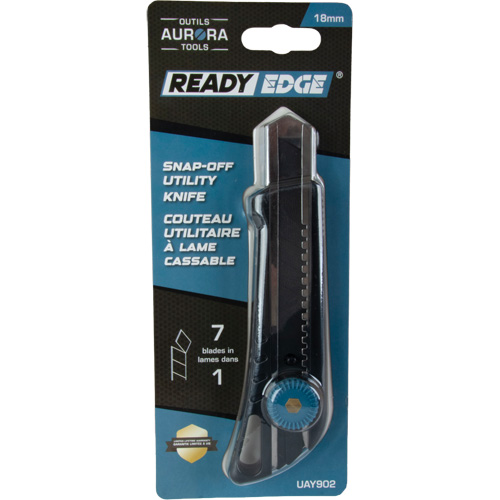Couteau professionnel de 18 mm avec verrouillage &agrave; cliquet, Acier inoxydable, Robuste, Prise en Plastique Rideout Tool & Machine Inc.