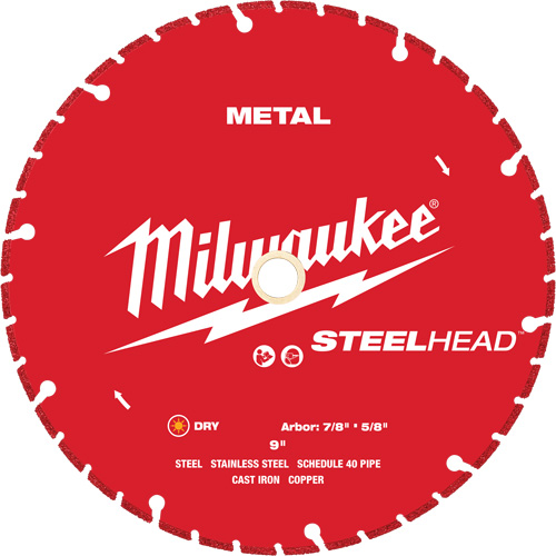 Lame de coupe diamant&eacute;e STEELHEAD, 9", Pour M&eacute;tal Rideout Tool & Machine Inc.