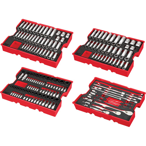 Metric & SAE Ratchet & Socket Set with Trays for PACKOUT Drawers, 242 Pcs, Impact, 1/4"/3/8"/1/2" Drive Size, Deep Rideout Tool & Machine Inc.