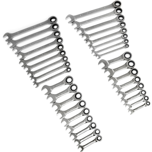 Jeu de cl&eacute;s courtes & standards &agrave; 12 pans et 72 dents, Combinaison &agrave; cliquet, 34 morceaux, Imp&eacute;rial et m&eacute;trique Rideout Tool & Machine Inc.