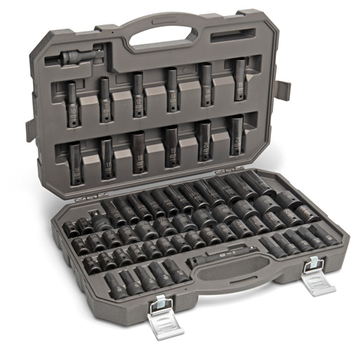 6 Point SAE/Metric Master Socket Set, 80 Pcs, Impact, 3/8" Drive Size, Deep Rideout Tool & Machine Inc.