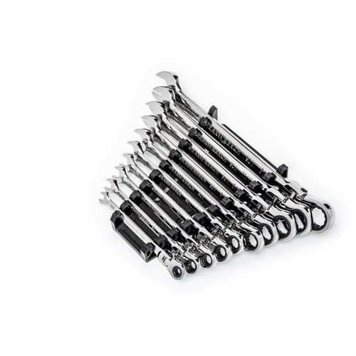 Jeu de cl&eacute;s SAE &agrave; 12 pans et 90 dents, T&ecirc;te articul&eacute;e/Combinaison &agrave; cliquet, 10 morceaux, Imp&eacute;rial Rideout Tool & Machine Inc.