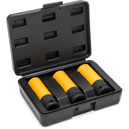 Jeu de douilles m&eacute;triques haute r&eacute;sistance pour protecteurs de roues, 3 Mcx, Chocs, Prise de 1/2", Profond Rideout Tool & Machine Inc.