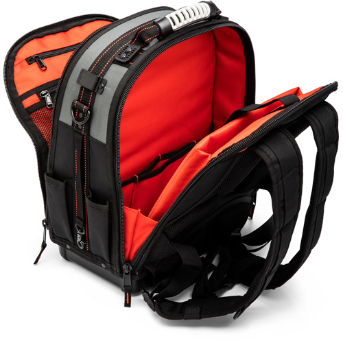 Tradesman Backpack, 18" L x 10" W, Black/Grey/Orange, Polyester Rideout Tool & Machine Inc.