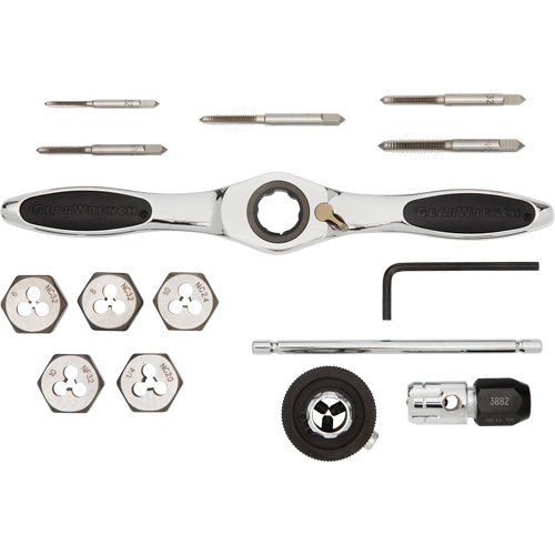 Jeu de tarauds et fili&egrave;res SAE &agrave; cliquet, 15 Morcea Rideout Tool & Machine Inc.