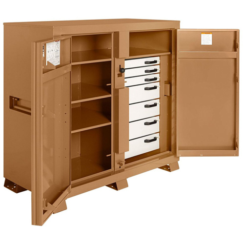 Model 112 Jobsite Cabinet with Padlock, Steel, 54.9 Cubic Feet, Tan Rideout Tool & Machine Inc.